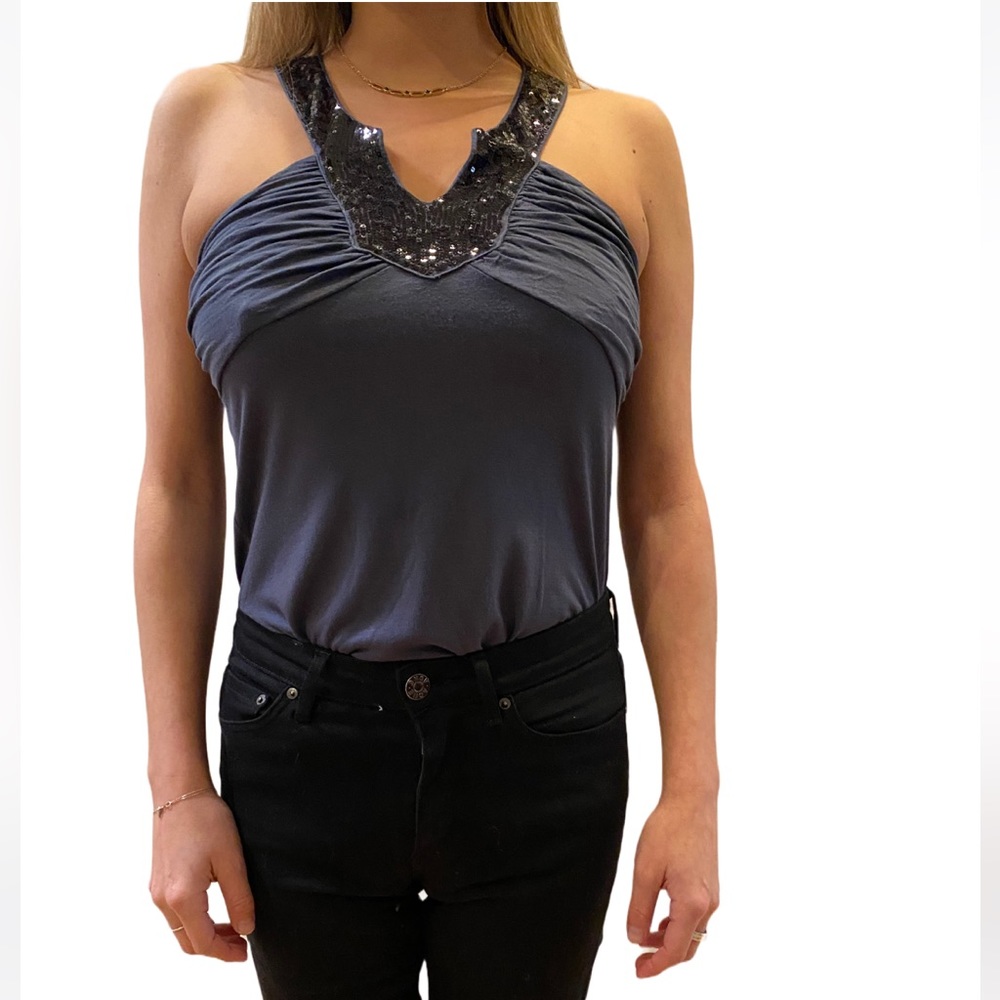 🤍 Midnight Blue and Black Sequin Halter🤍